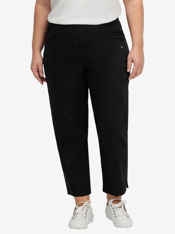 SHEEGO Regular Pleat-Front Pants in Black: front