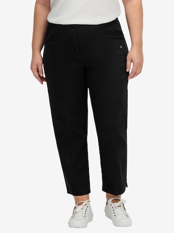 SHEEGO Regular Pleat-Front Pants in Black: front