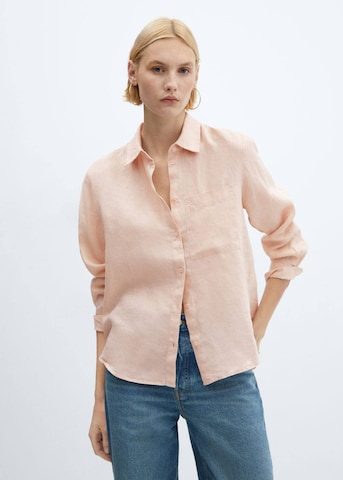 MANGO Blouse 'Lino' in Pink: front