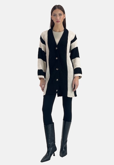 Elara Cardigan en beige clair / noir, Vue avec produit