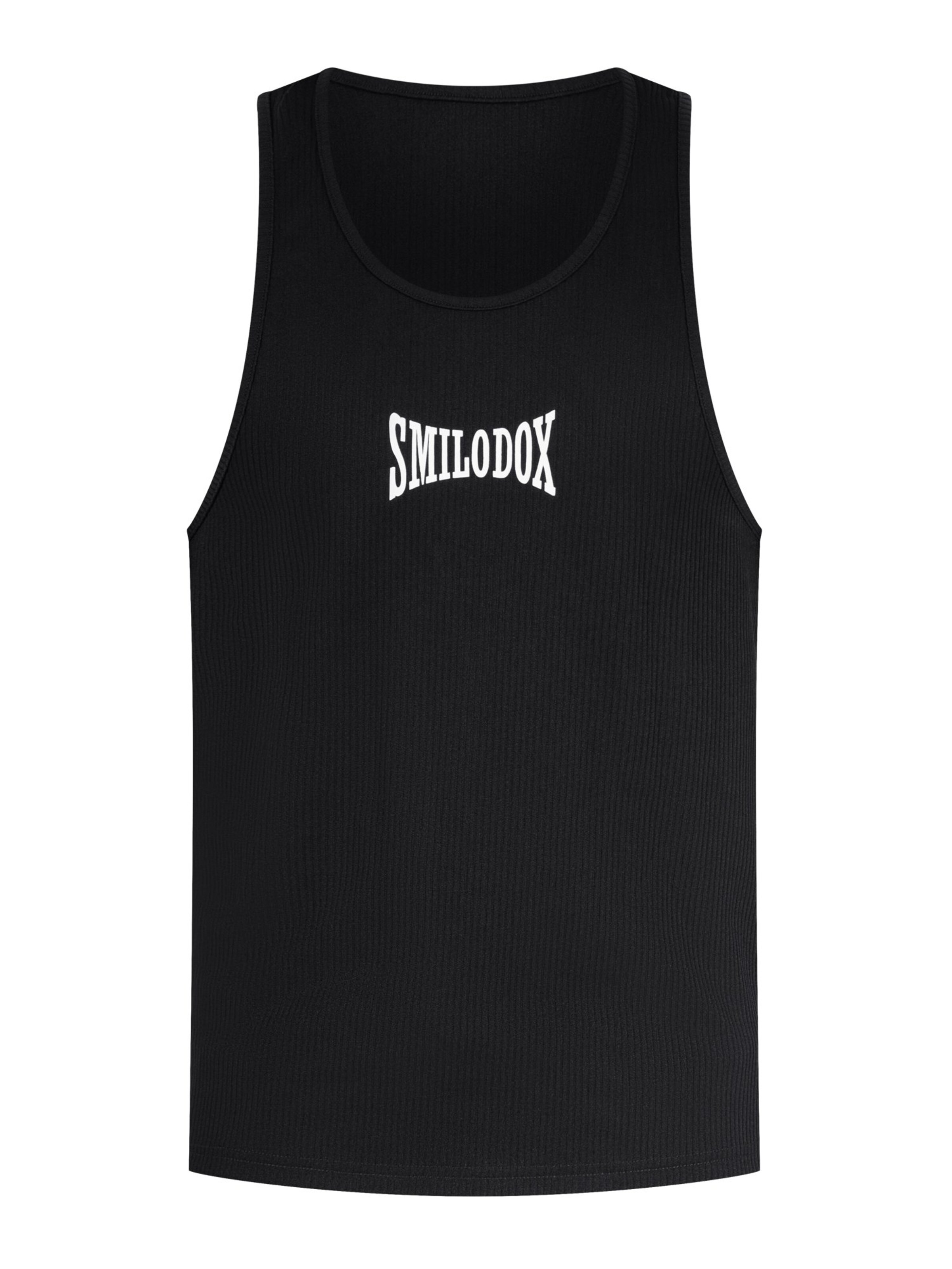Smilodox Stringer Top ' Classic Ripp ' in Schwarz: Vorderseite