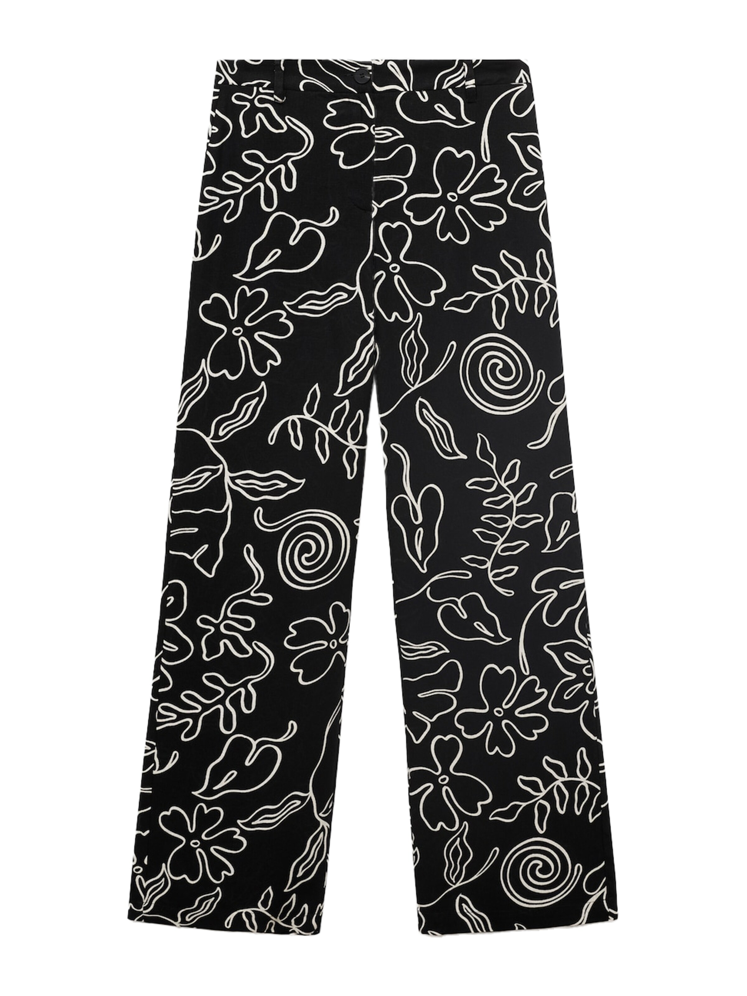 MANGO Wide leg Broek 'LIZA' in Zwart: voorkant