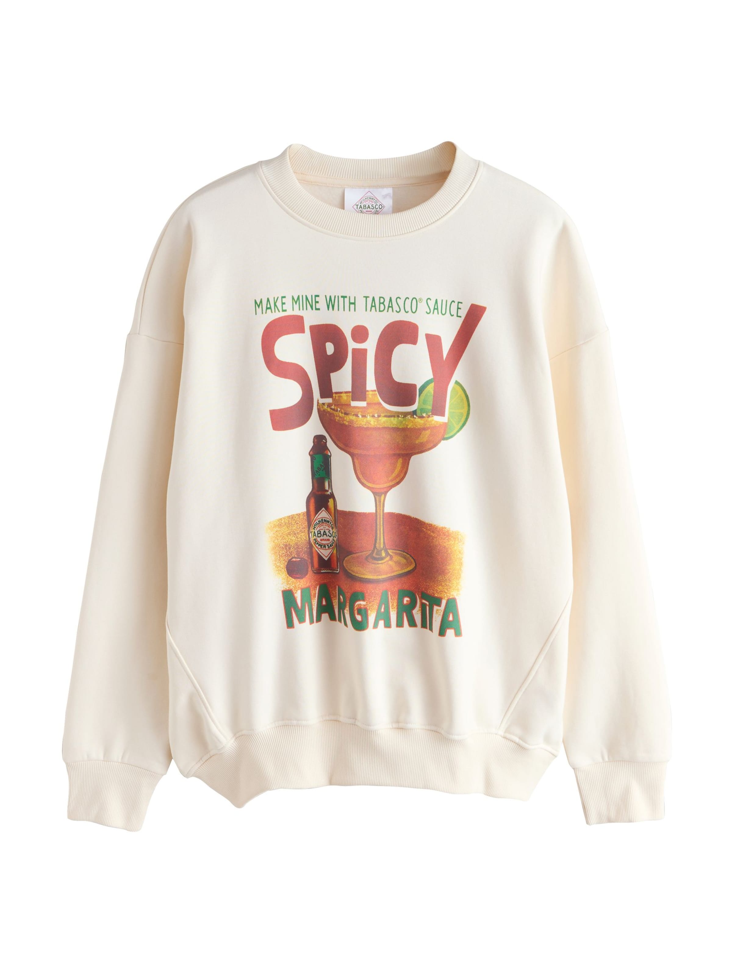 Next Sweatshirt 'Tabasco Spicy Margarita' in ecru / braun / limette, Produktansicht