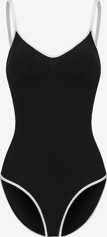 cfab (formerly creamy fabrics) - Body moldeador 'Lined Bodysuit Sculpting Shapewear mit integrierten Pads mit Slip' en negro: frente