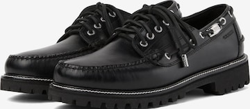 KARL LAGERFELD JEANS Slip-ons ' Kl x Bass Boat ' in Black: front