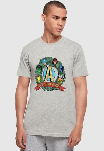 ABSOLUTE CULT T-Shirt 'Marvel - Santa's Super Helpers' in Grau: predná strana