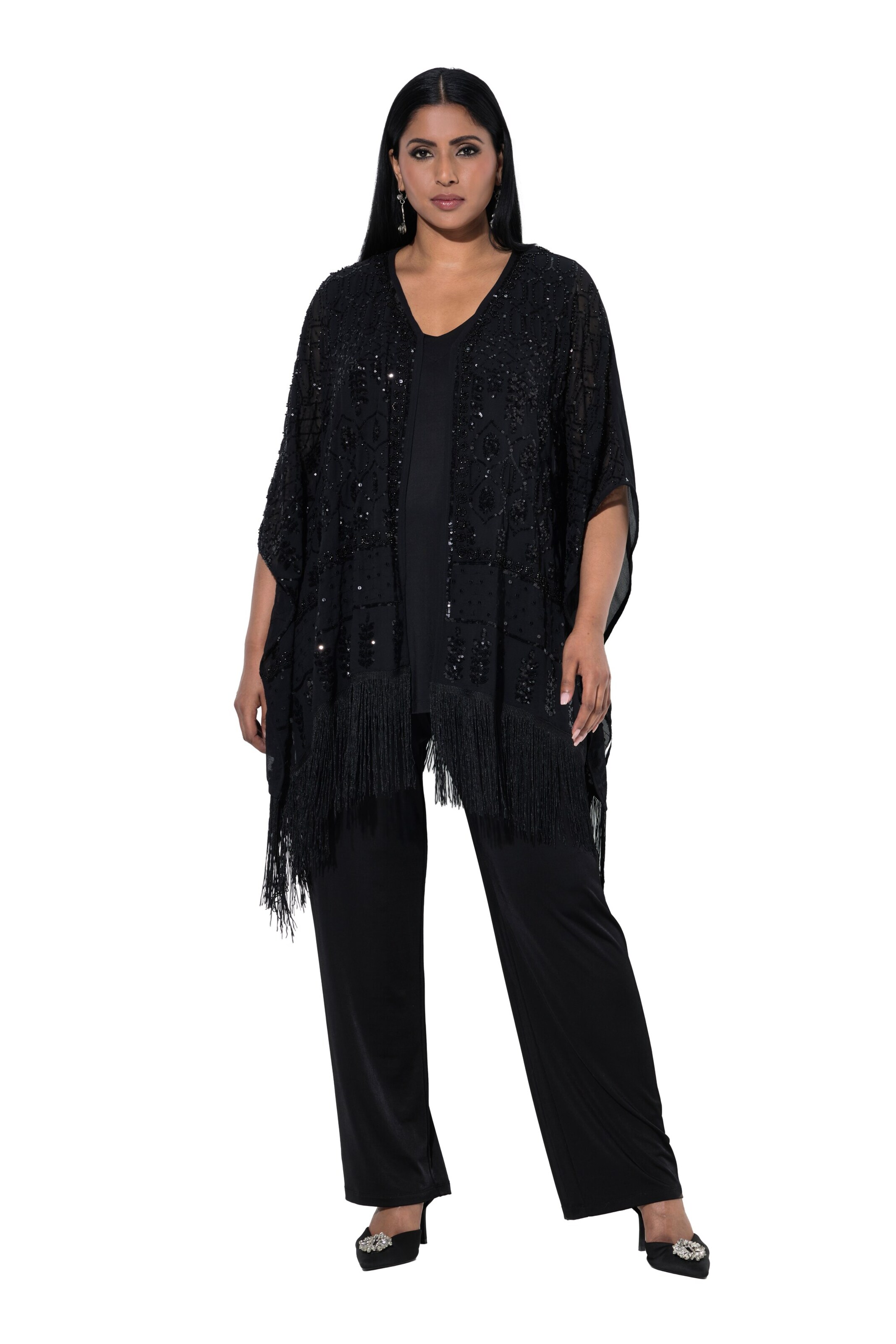 Ulla Popken Between-season jacket in Black: front