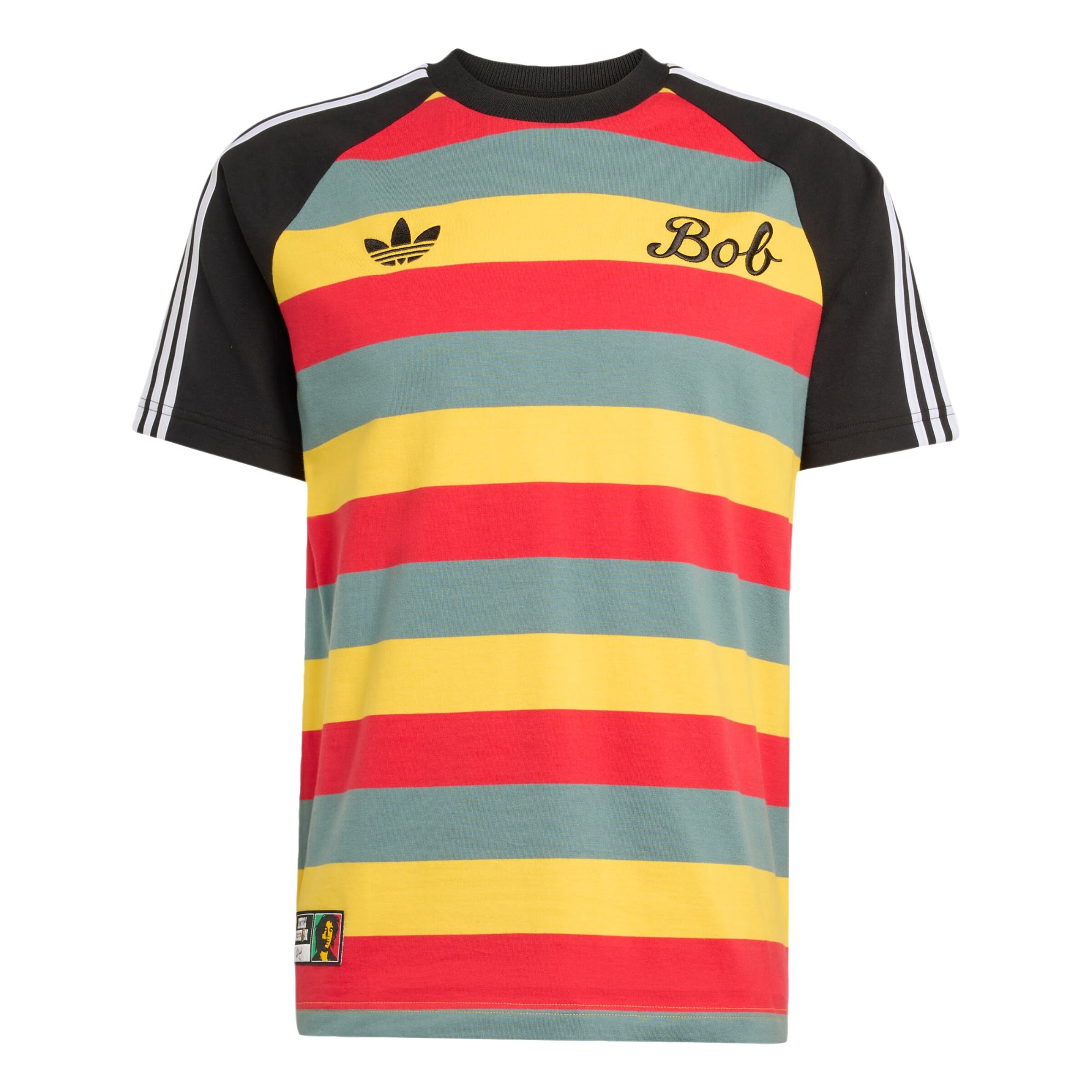 ADIDAS PERFORMANCE T-Shirt fonctionnel 'Bob Marley' en jaune / kaki / rouge / noir, Vue avec produit
