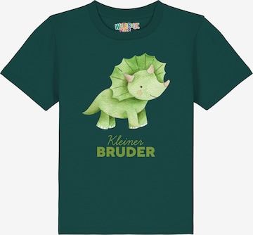 Maglietta 'Dinosaurier 01 Kleiner Bruder' di watabout.kids in verde: frontale