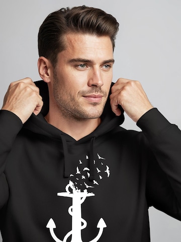 Neverless Sweatshirt 'Anker Vögel' in Black