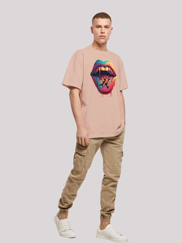 T-Shirt 'Drooling Lips' F4NT4STIC en rose