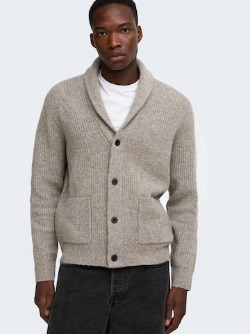 Only & Sons Knit cardigan 'ONSSKY' in Brown