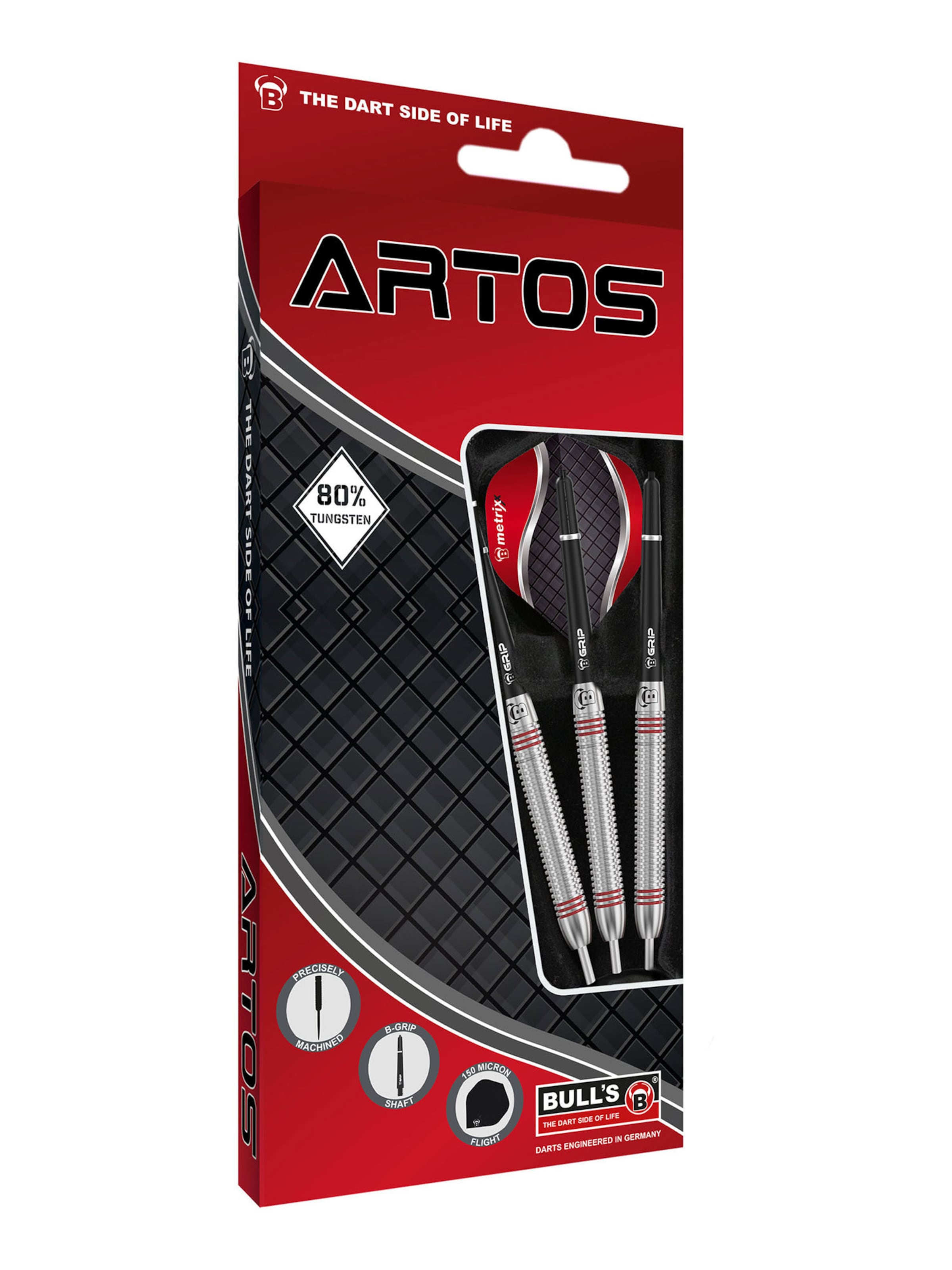 BULL'S Steeldarts ' Artos AR3 Dartpfeile 80% Tungsten Darts-Set Anfänger ' in Rot