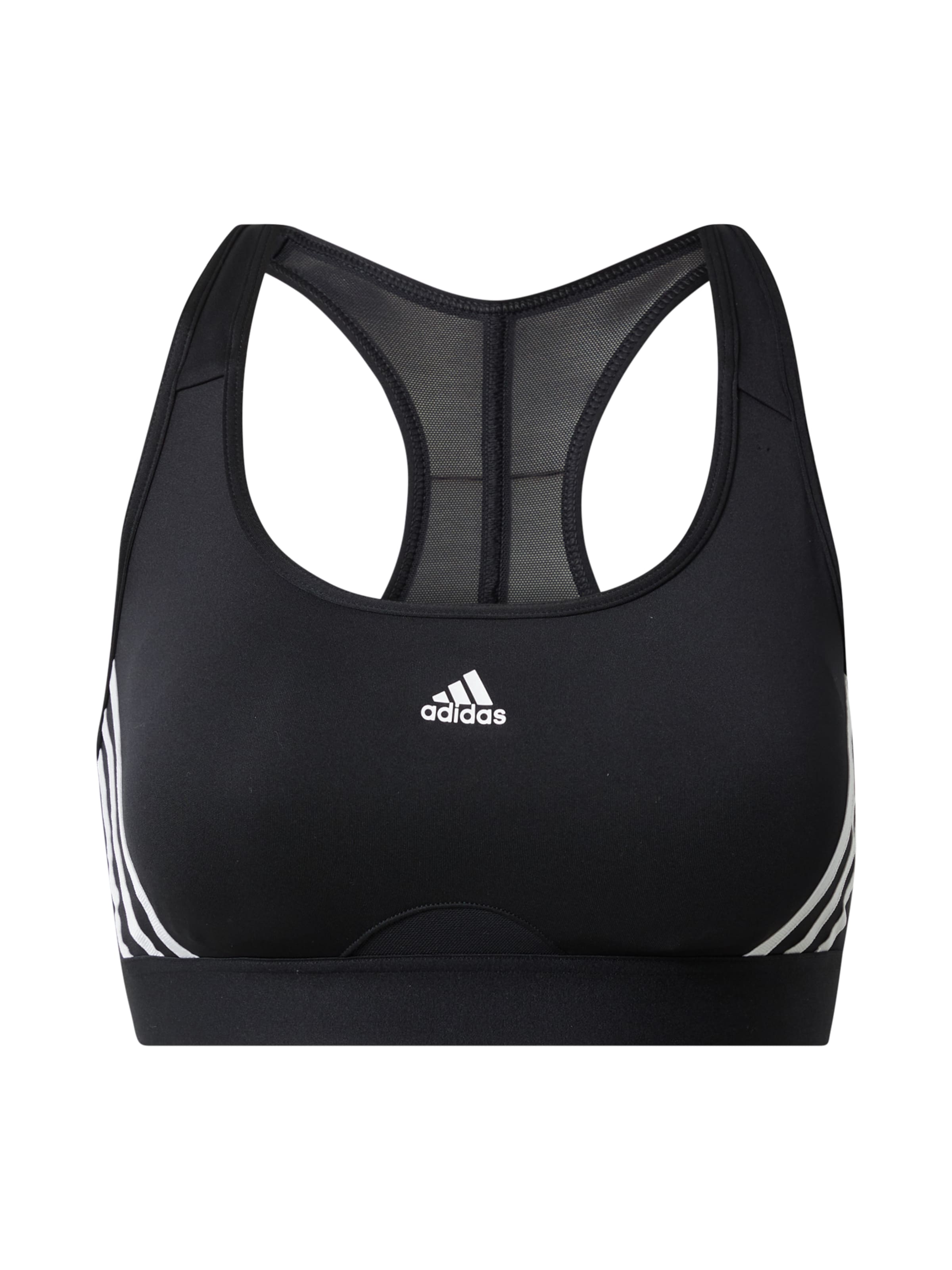 ADIDAS SPORTSWEAR Õlapaelteta topp Spordirinnahoidja 'Powerreact', värv must: eest vaates