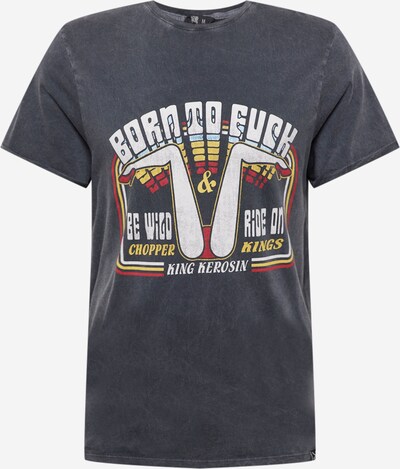 King Kerosin Shirt 'Born to fuck' in gelb / grau / rot / weiß, Produktansicht
