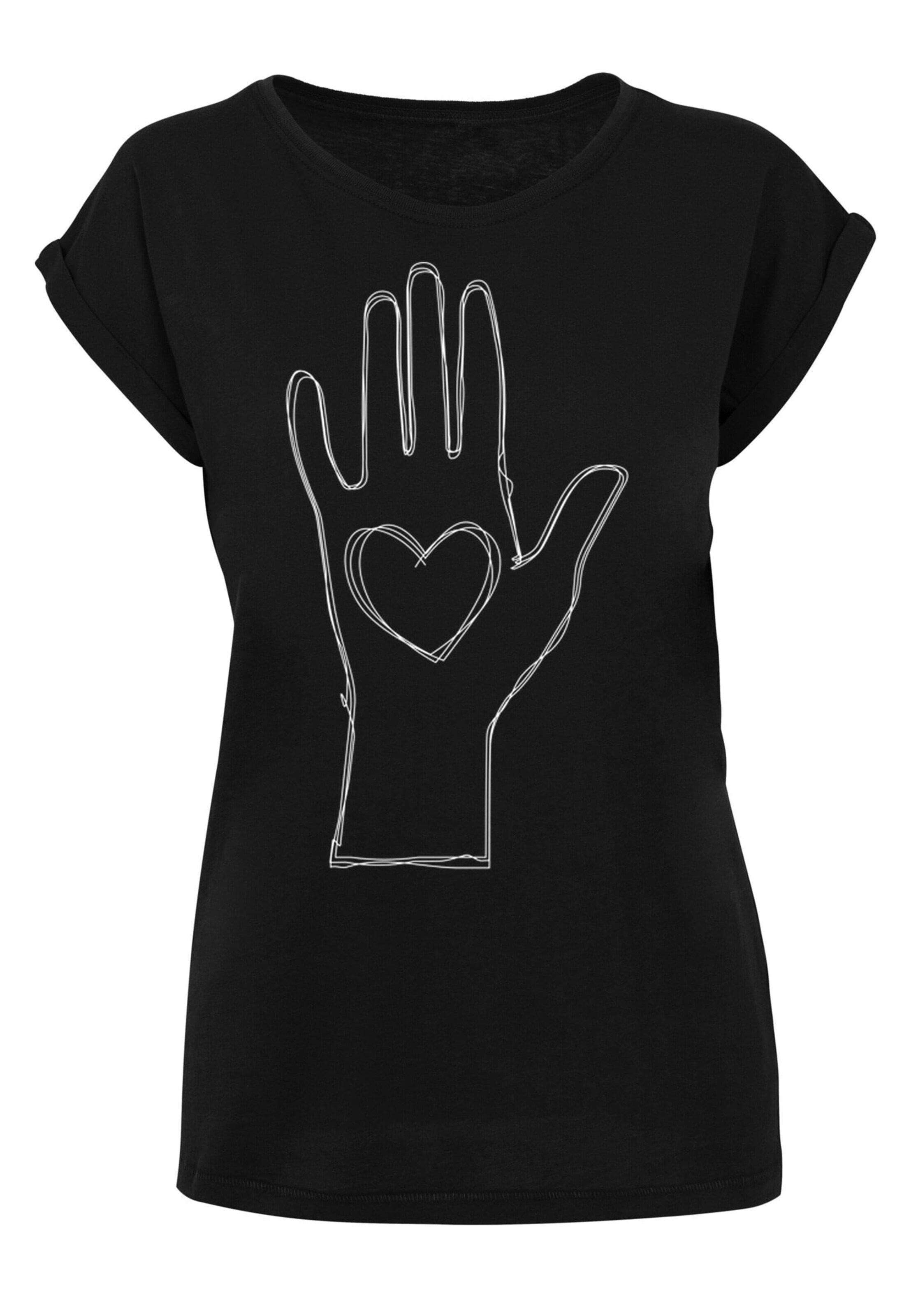 Merchcode Shirt 'Ladies Peace - Scribble Hand Heart' in Black: front