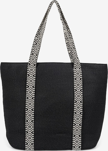 styleBREAKER Beach bag 'Papierstroh Strandtasche Azteken Muster' in Black: front