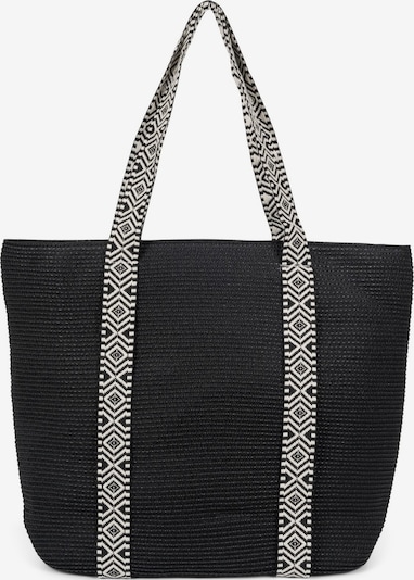 styleBREAKER Strandtasche 'Papierstroh Strandtasche Azteken Muster' in schwarz, Produktansicht