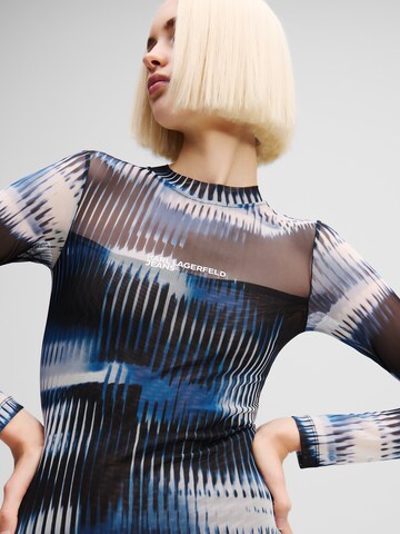 KARL LAGERFELD JEANS Jurk ' NETZKLEID MIT GLITCH-PRINT ' in Zwart