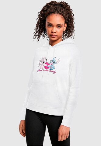 ABSOLUTE CULT Sweatshirt 'Lilo And Stitch - Ohana Heart' in White: front