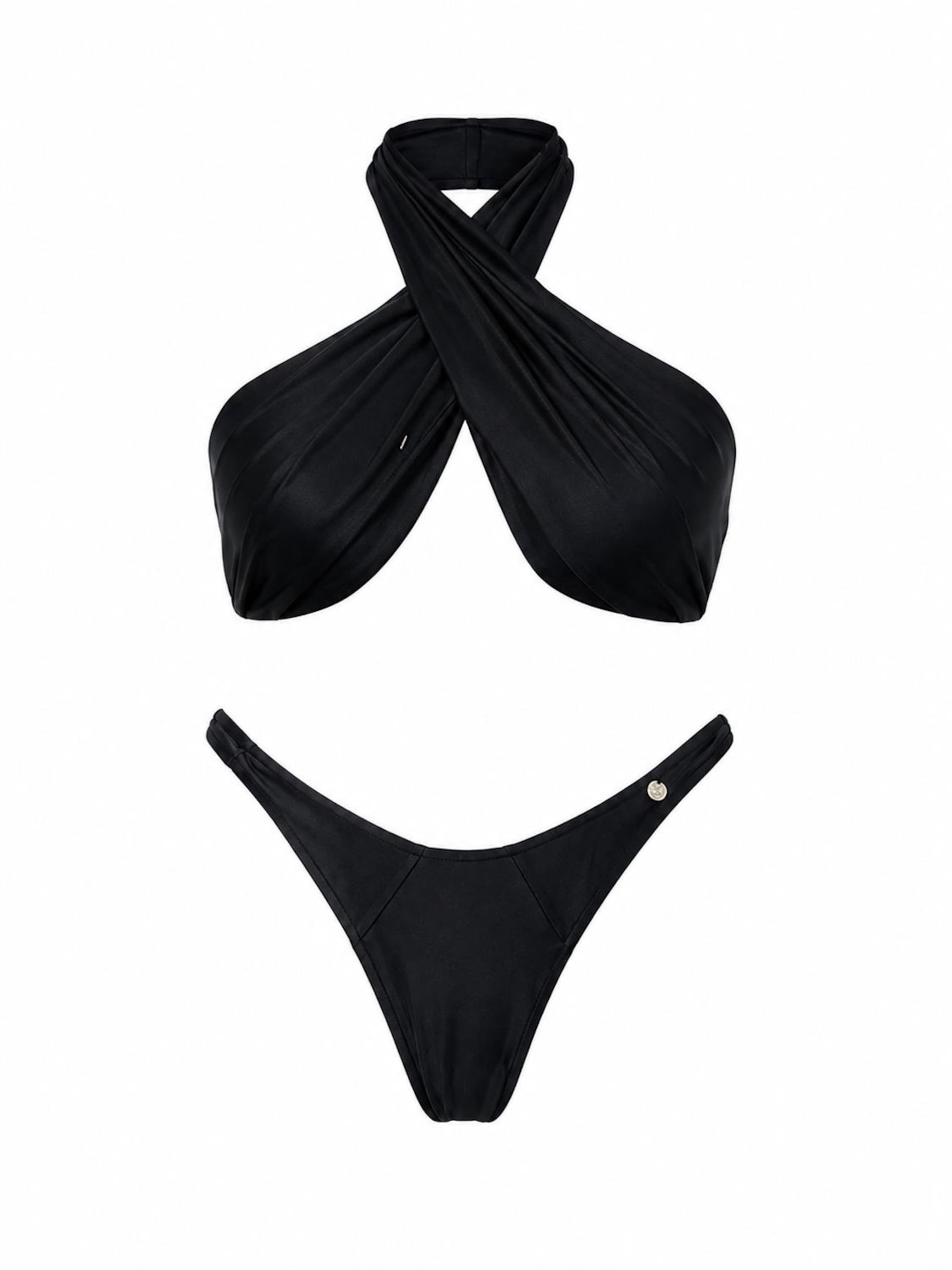 High neck Bikini 'Amalya bikini' di Hobo Sapiens in nero: frontale