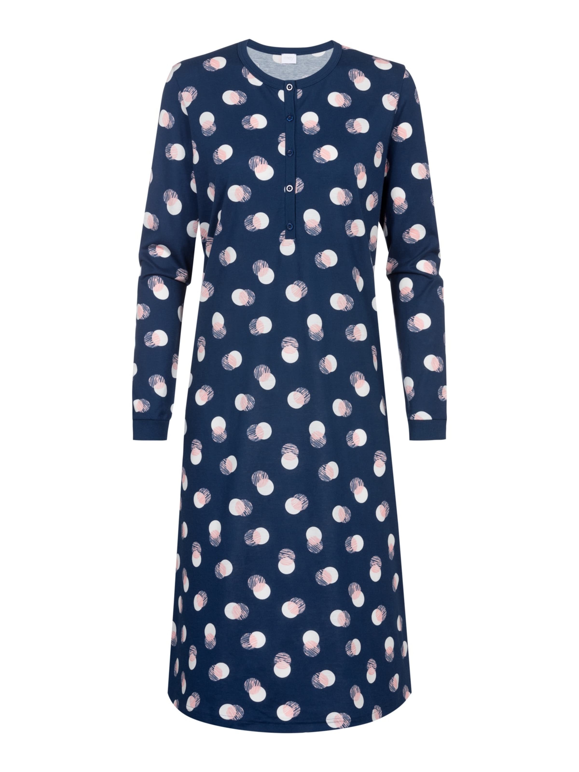 Mey Nachthemd 'Scribbled Dots' in Blau: Vorderseite