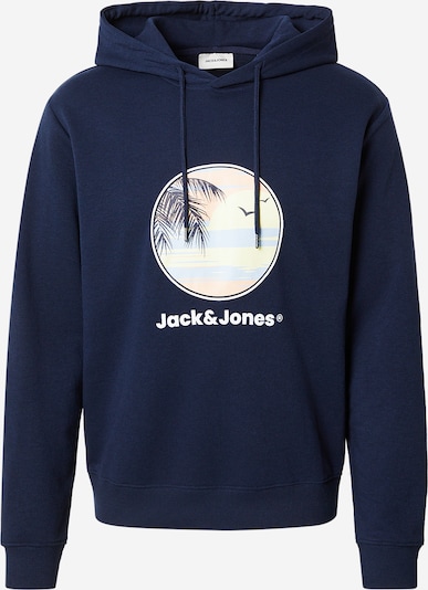 JACK & JONES Sweater majica 'JJPERRY' u mornarsko plava / svijetložuta / pastelno narančasta / bijela, Pregled proizvoda
