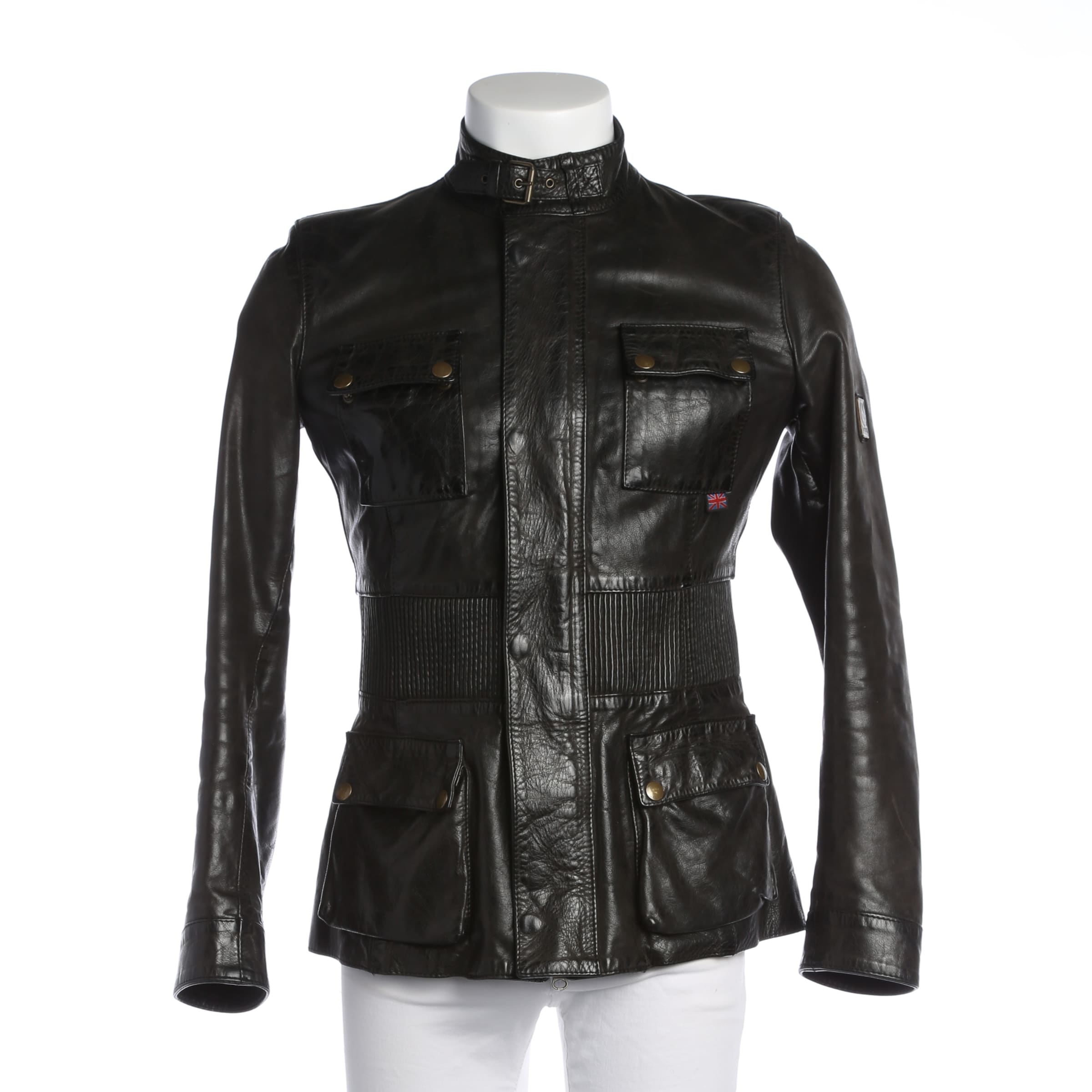 Belstaff Lederjacke / Ledermantel XS in Schwarz: Vorderseite