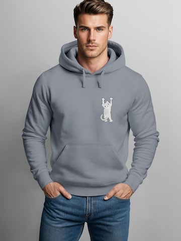 Neverless Sweatshirt 'Katze Rutschend' in Grey