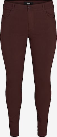 Slimfit Pantaloni 'JJUNE' de la Zizzi pe maro: față