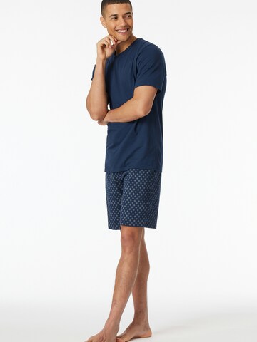 SCHIESSER Pyjama lang ' Schlafanzug kurz - Casual Essentials ' in Blauw: voorkant