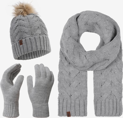 Rock Creek Set: Schal, Mütze und Handschuhe in grau, Produktansicht