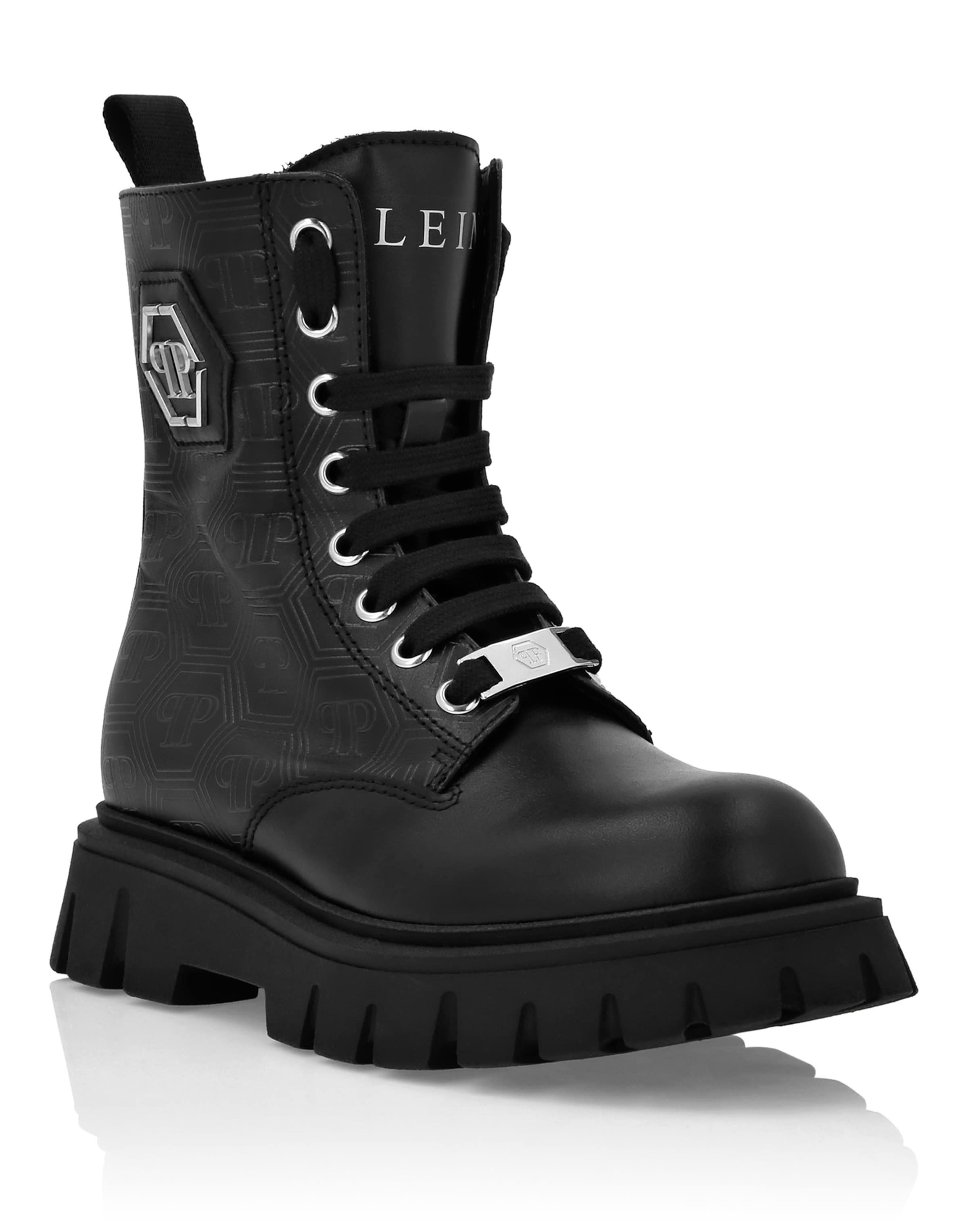 Philipp Plein - Bota 'Hexagon' em preto: frente