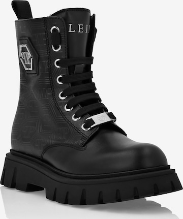 Philipp Plein Stiefel 'Hexagon' in Schwarz: Vorderseite