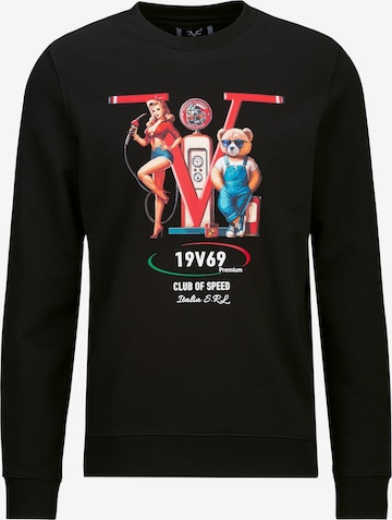 19V69 ITALIA Sweatshirt 'Nico Racing' in Black: front