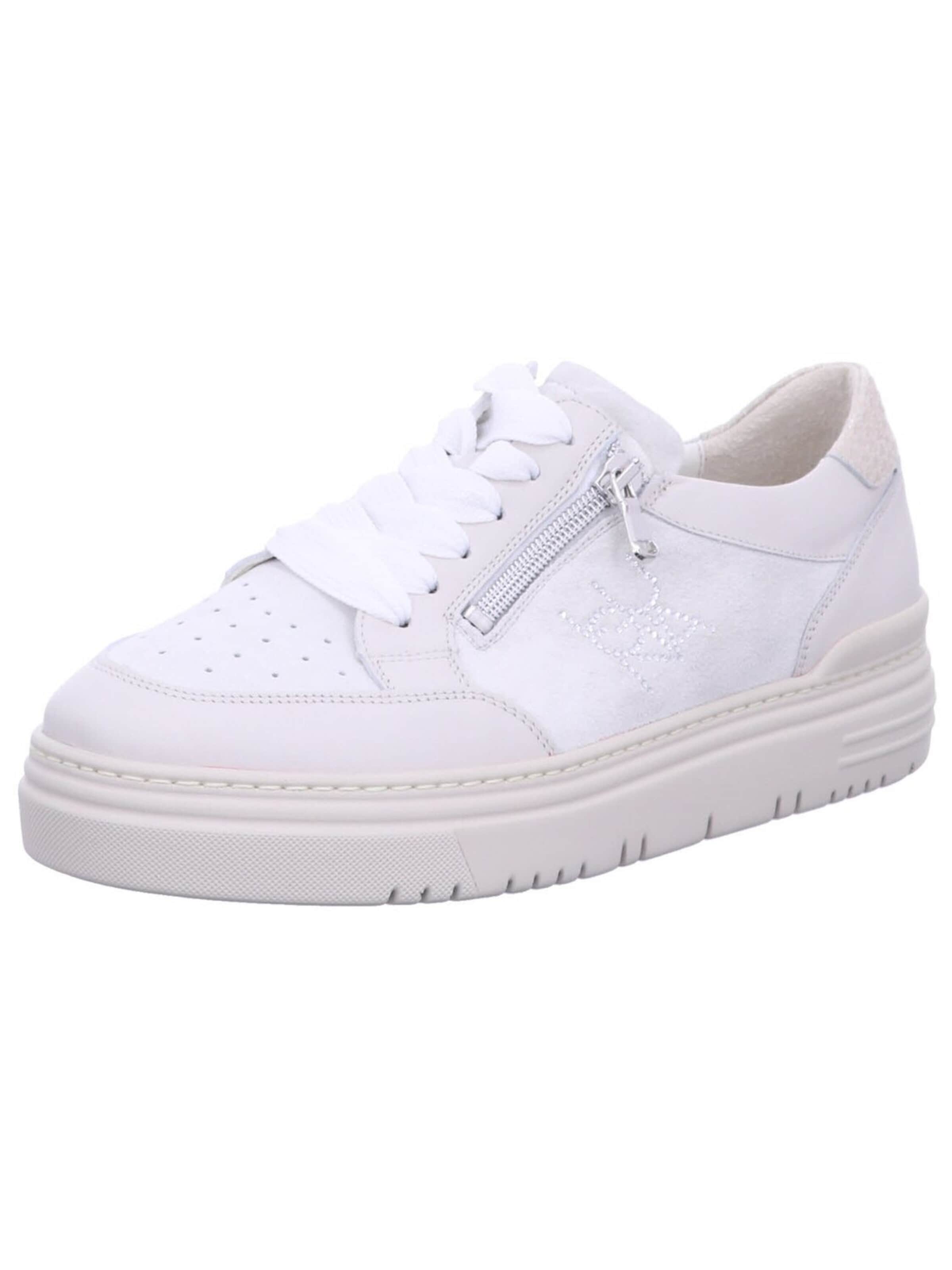 WALDLÄUFER Låg sneaker 'Sneaker Low Damen 717003-300 297 Echtleder in beige' i vit: framsida
