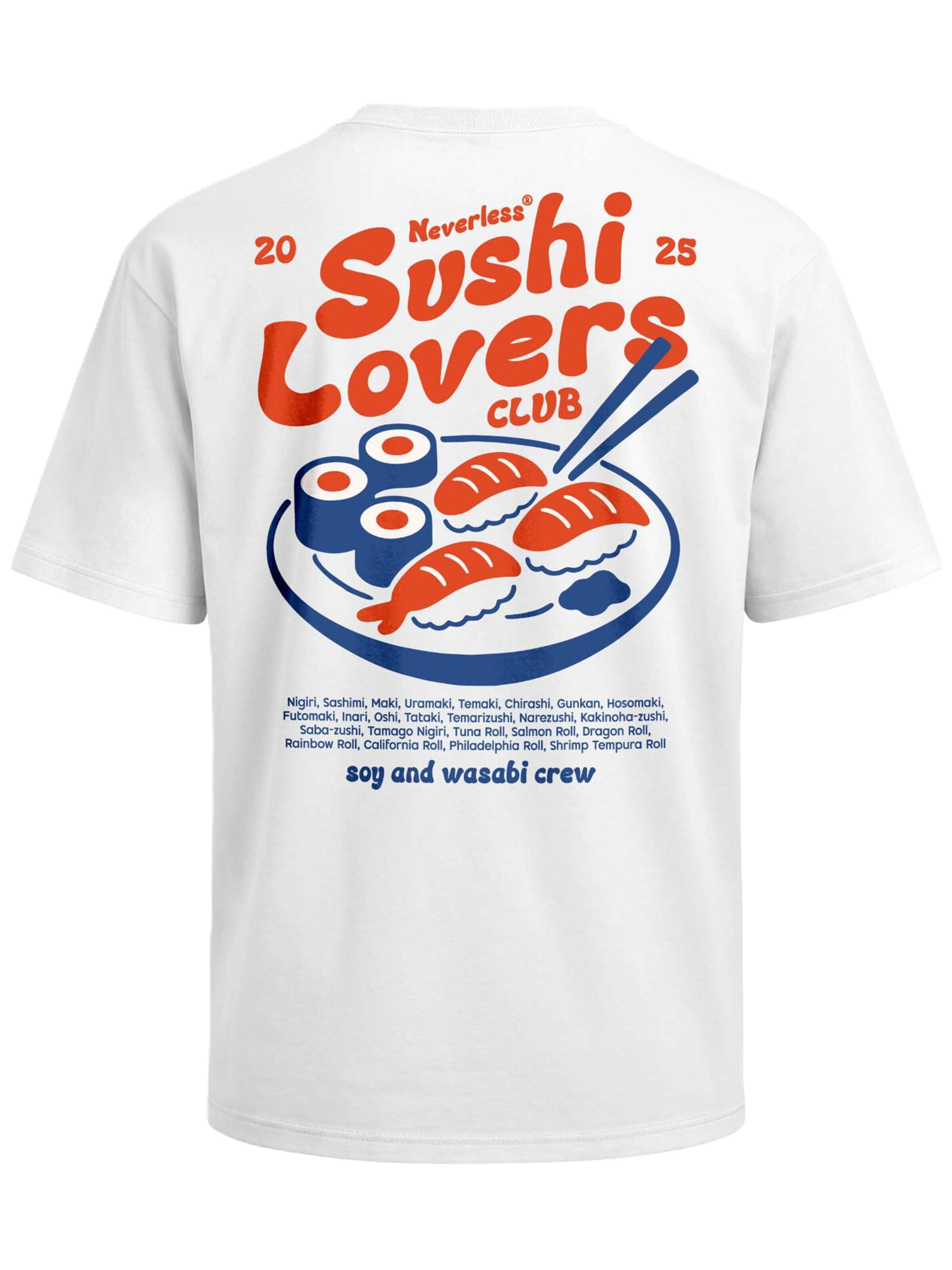 Neverless Shirt 'Sushi Lovers' in Weiß