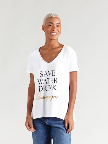 T-shirt 'Save Water Drink' miss goodlife en blanc : devant
