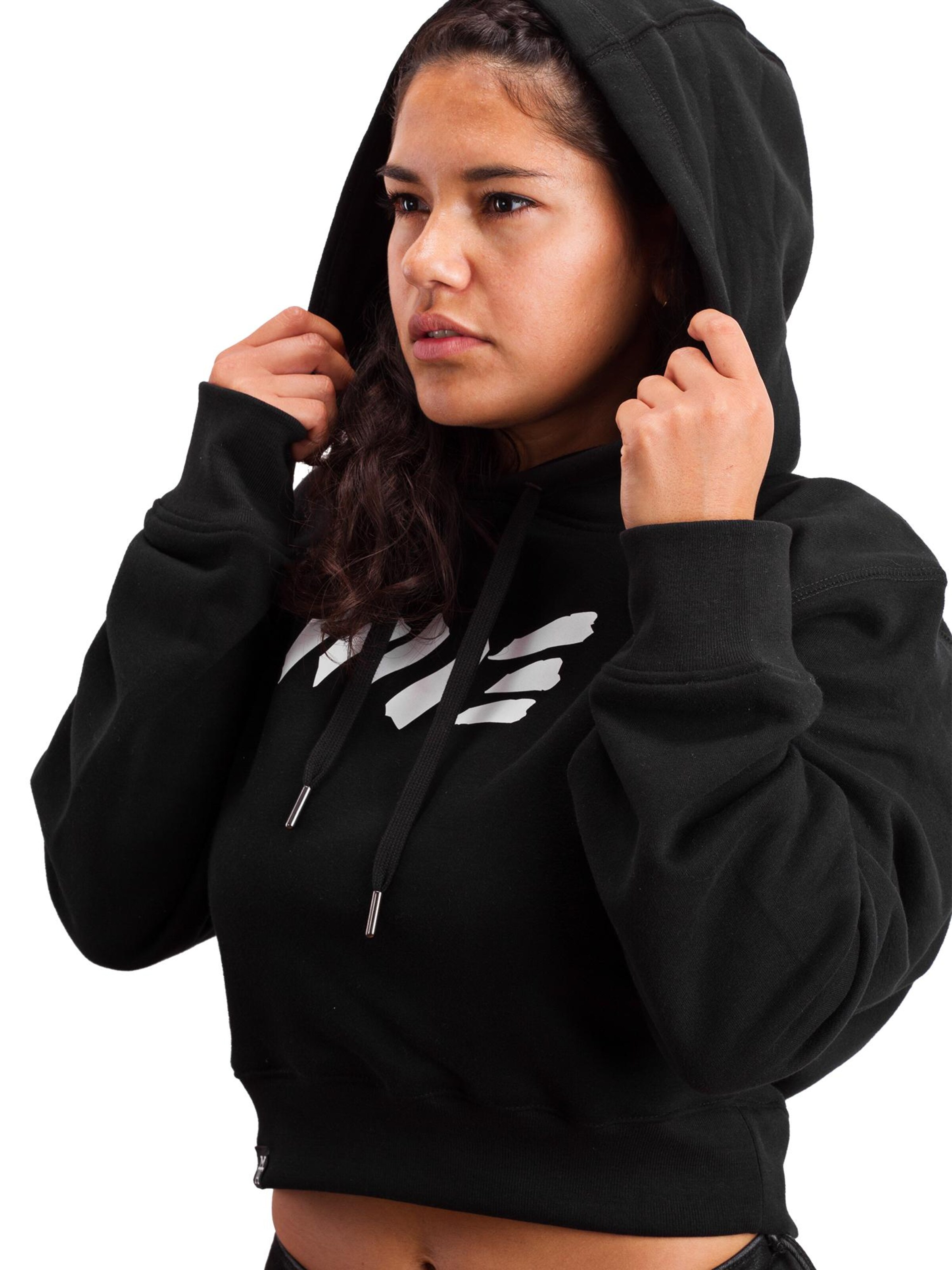 Manufaktur13 Sweatshirt 'Crop Hoodie' in Black