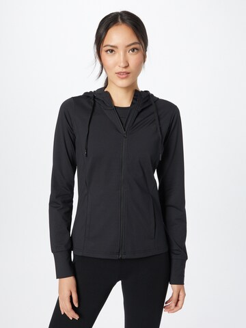 4F Athletic Zip-Up Hoodie in Black: front