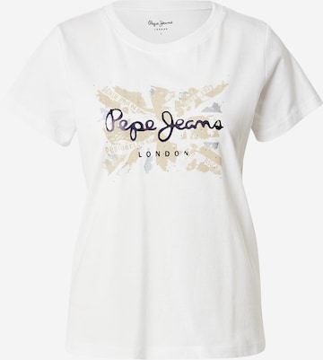 Pepe Jeans - Camisa 'Babu' em branco: frente