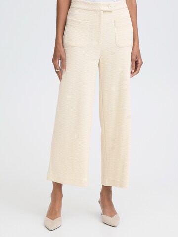 ICHI Wide leg Pants 'IHKATE LUMINA' in White: front