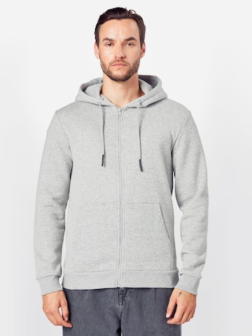 Only & Sons Regular fit Zip-Up Hoodie 'Ceres' in Grey: front