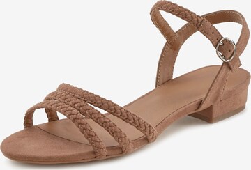 LASCANA Sandalen met riem in Bruin: voorkant