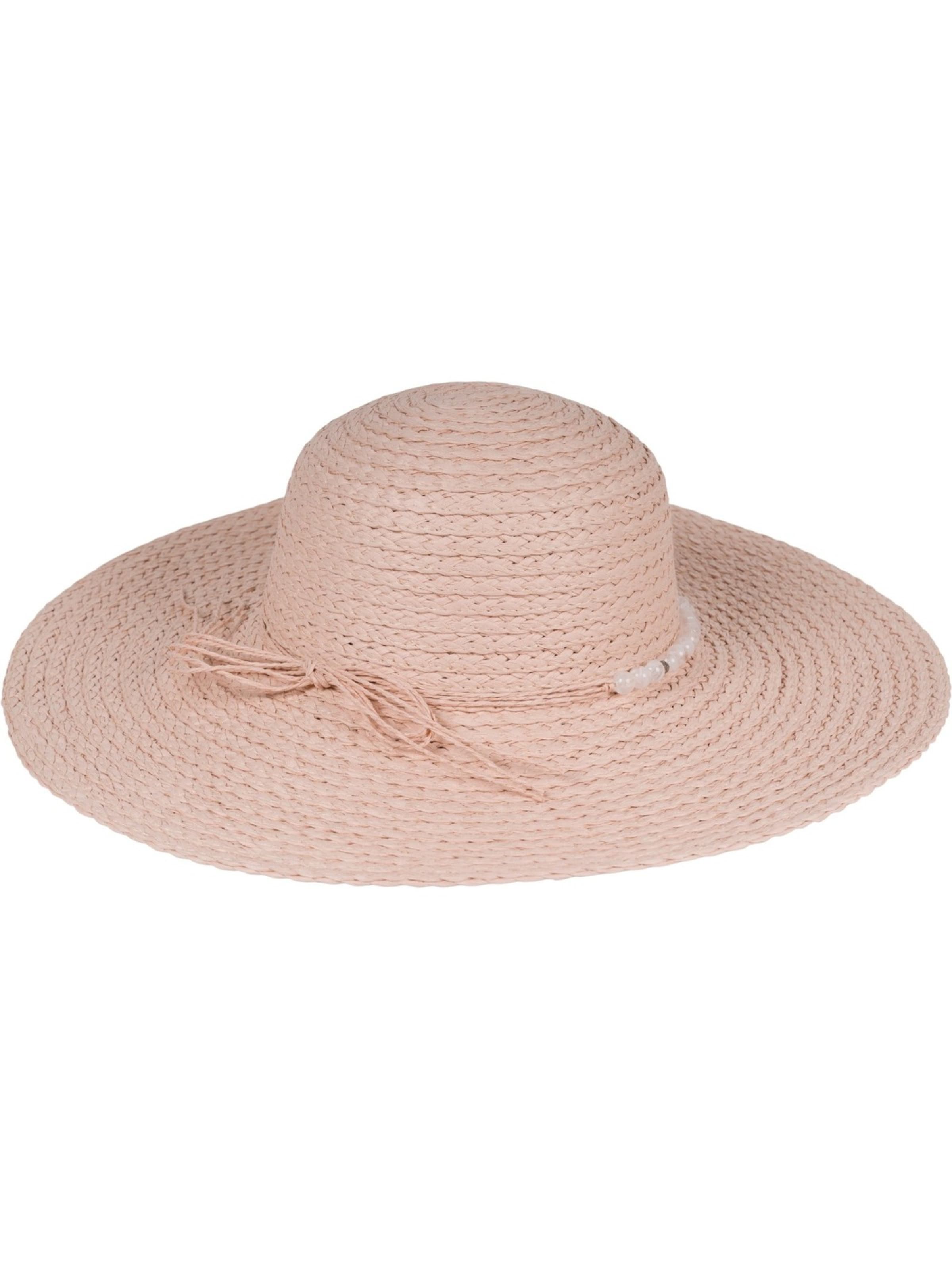styleBREAKER Hut 'Papierstroh Sonnenhut Perlen Hutband'‌‌‌‌‌‌ in Pink: Vorderseite