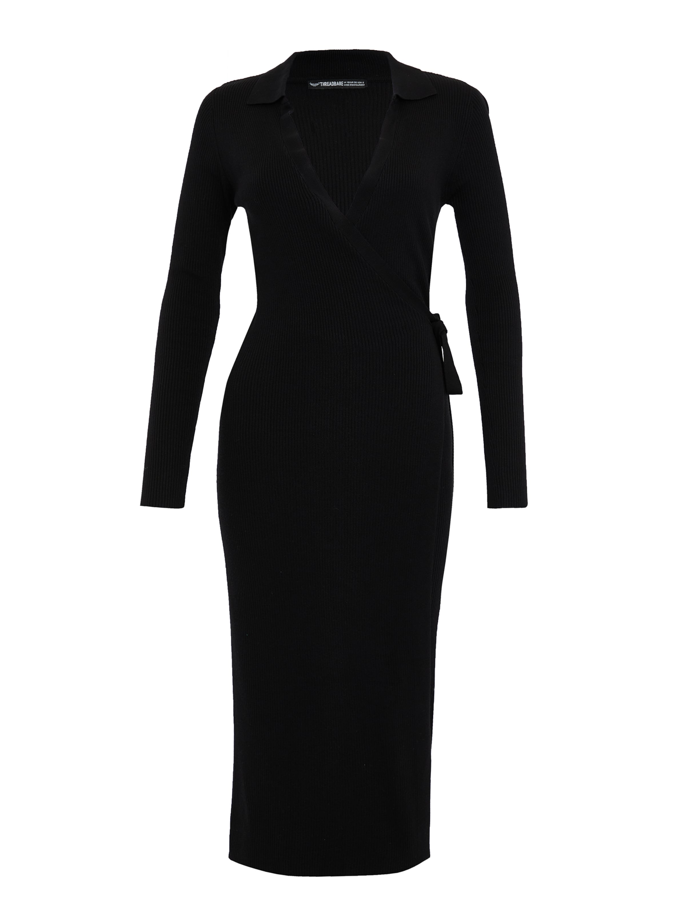 Threadbare Gebreide jurk 'Phoebe' in Zwart: voorkant