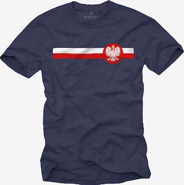 MAKAYA Shirt 'Polen Wappen' in Blau: Vorderseite