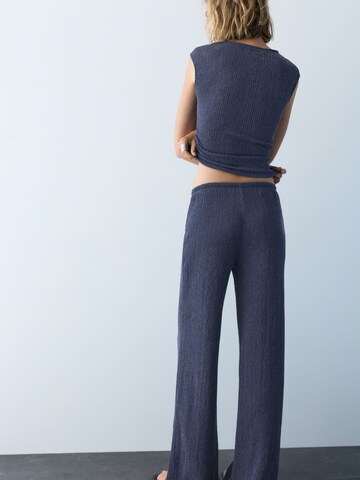 Pull&Bear Široký strih Nohavice - Modrá