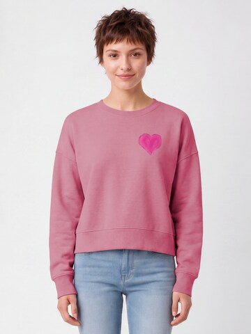 Sweat-shirt 'Pink Heart' Watapparel en rose : devant