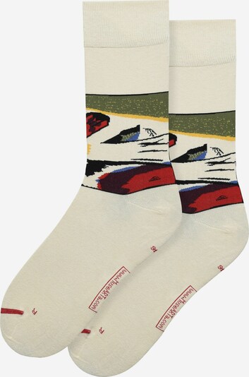 MuseARTa Socken in beige / grün / rot, Produktansicht